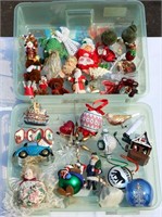 Lot A Plastic Bin Filled w Christmas Ornaments