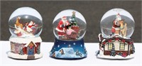 3 Music Box Santa Snow Globes All Tested Working