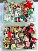 Lot C Plastic Bin Filled w Christmas Ornaments