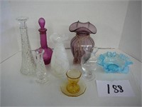Glass Vases and Ruffled Candy Dish Lot