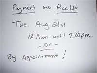 Payment & Pick Up Dates