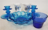 Blue glass vintage glassware