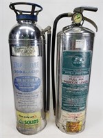 2 large vintage fire extinguishers