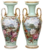 Pr. 21 in. Old Paris Porcelain Vases