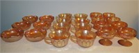 22 Piece Carnival Glass, Marigold, 6 Berry Bowls,