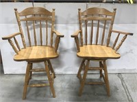 Two wood bar stool chairs