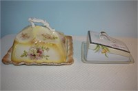 2 Unmatched Cheese Covers, Soft Paste with Floral
