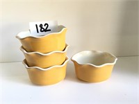 SET of 4 Yellow Ceramic Bowls