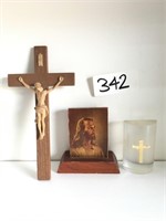 Set Of Religious Jesus Decorations Wooden Cross