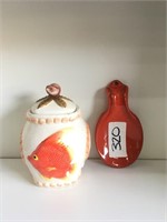 LOT of 2 Ceramic Fish Container Wall Decoration