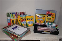 Lot of gel pens, crayons and markers