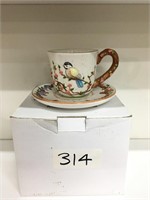 Individual Ceramic Bird and Flower Tea Set