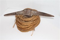 pick ax head, vintage rope