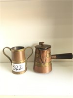 Vintage Antique Copper Tea Kettle and Mug