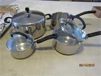 Stainless Steel Pans with Lids - 4 Pans total,