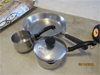 1 Revere ware Skillet, 2 Farberware Pans - 1 with