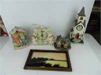 Assorted Décor items - Music Box - Clock - Etc