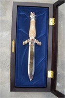 15.5" COLLECTIBLE DAGGER  WITH WOOD & GLASS
