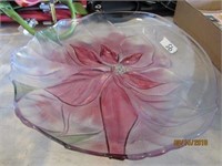Large Poinsettia  Glass Serving Tray