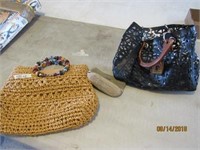 2 Large Handbags & Zipper Bag