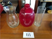 Large Red Art Glass Vase & More