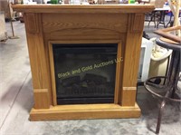 Oak finish electric fireplace