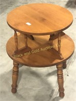 Small Maple Two Tier Round End Table