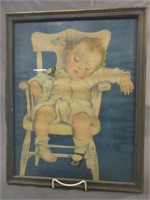 Vintage Sleeping Toddler Print