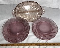 Pink plates and server