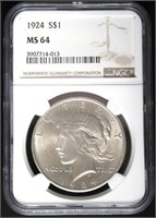 1924 MS64 Peace Silver Dollar