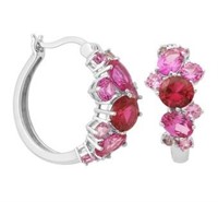 Elegant Ruby & Pink Sapphire Hoop Earrings