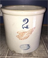 2 gallon red wing union stoneware crock/has a chip