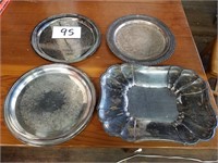 Four Silver Plated  Serving Trays