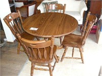 42" Dining Table & 4 Heavy Wood Chairs