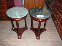 Bombay Co Marble Top End Tables (Pair)
