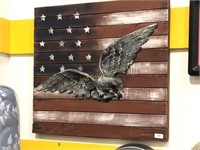Patriotic Wooden Eagle and Flag Wall Hanging