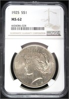 1925 MS62 Peace Silver Dollar