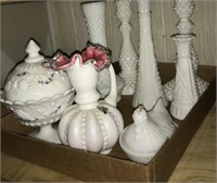White collectible glass/vases