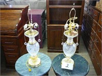 Pair of Crystal Lamps (double bulb) see pics