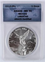 Coin Mexico Libertad ANACS MS70 .999 Silver