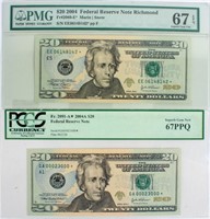 Coin 2 Federal Reserve $20 Notes Certified /Graded