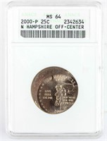 Coin 2002-P Error Off Center Quarter ANACS MS64