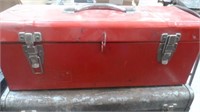 METAL TOOL BOX WITH TRAY AND CONTENTS