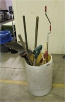 Barrel w/Garden Tools