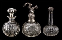 STERLING SILVER AND ABP CUT GLASS COLOGNE BOTTLES