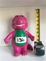 Ceramic Figurine Barney Piggy Bank Purple and