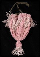 A VICTORIAN PINK BEADED BAG