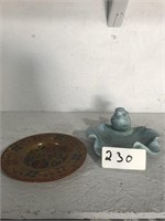 Mini Plate and Bird Soap Dish Decoration Pair