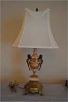 Fine Bronze Cherub, Marble Lampe 26" Hi