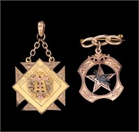 ODD FELLOWS & ST. TERESA ACADEMY TRI-COLOR BADGES